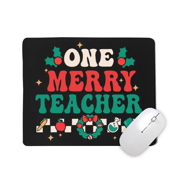 Festive Retro Christmas Pajama Set for Teachers Mousepad