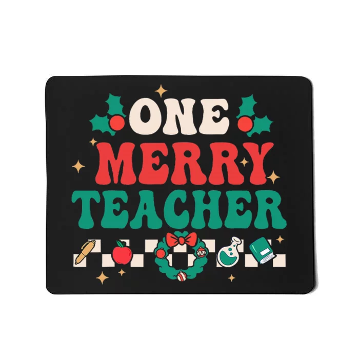 Festive Retro Christmas Pajama Set for Teachers Mousepad