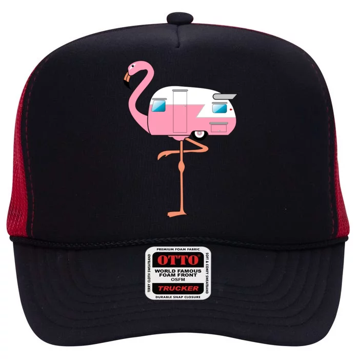 Flamingo RV Camper High Crown Mesh Trucker Hat