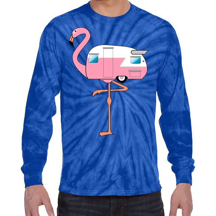 Flamingo RV Camper Tie-Dye Long Sleeve Shirt