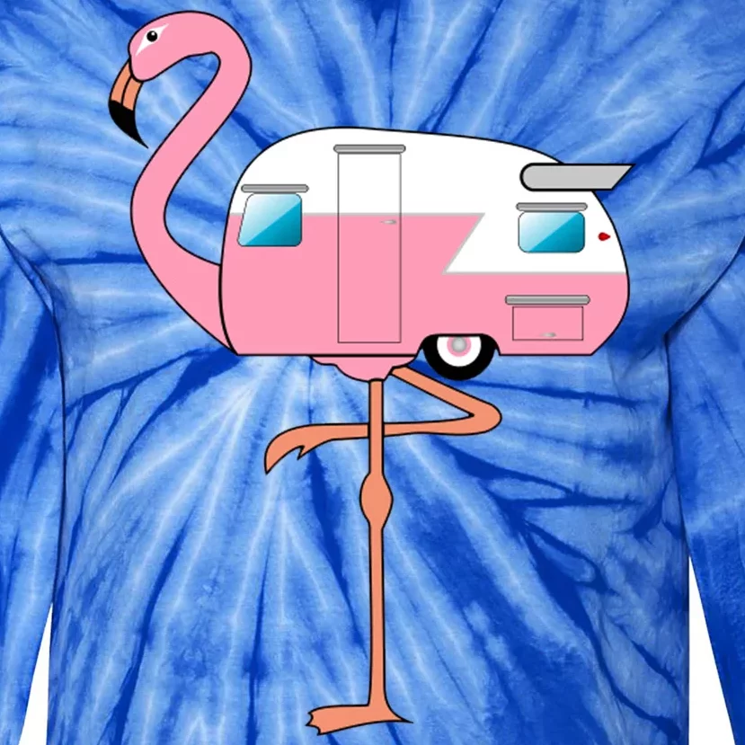 Flamingo RV Camper Tie-Dye Long Sleeve Shirt