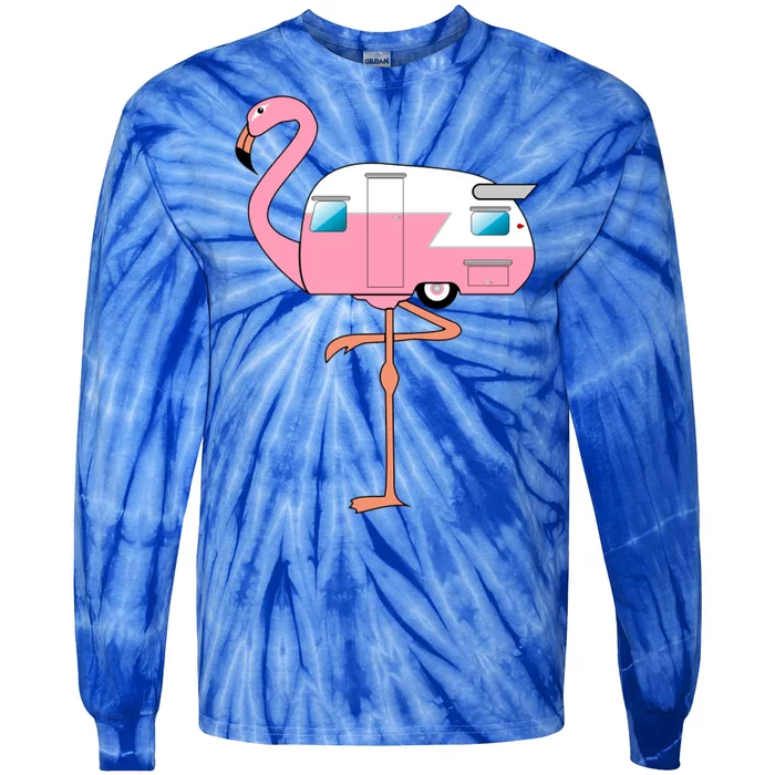 Flamingo RV Camper Tie-Dye Long Sleeve Shirt