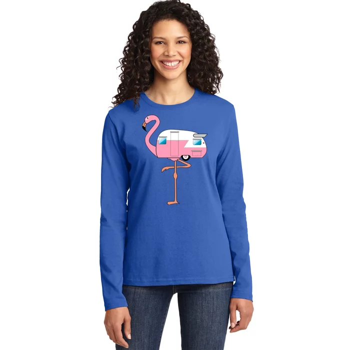 Flamingo RV Camper Ladies Long Sleeve Shirt