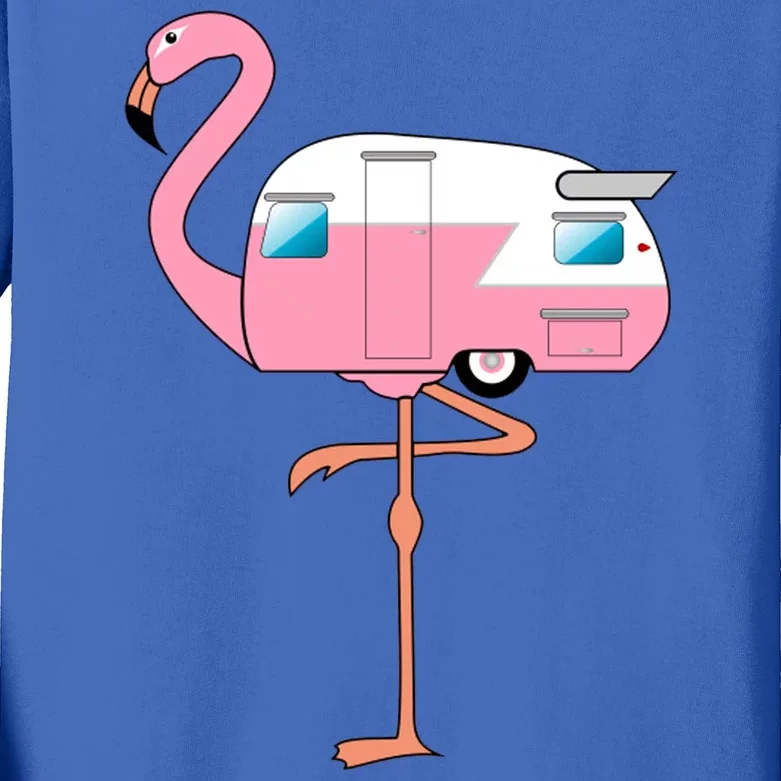 Flamingo RV Camper Kids Long Sleeve Shirt