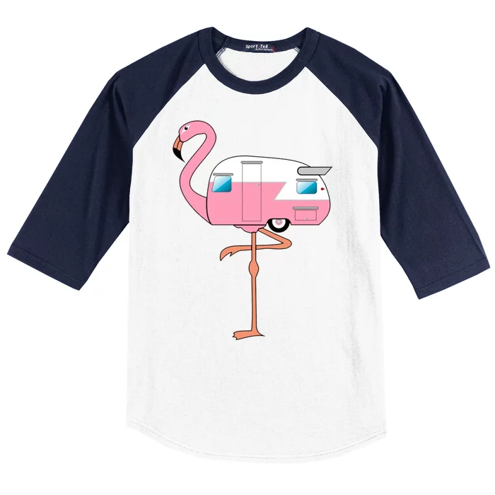 Flamingo RV Camper Baseball Sleeve Shirt