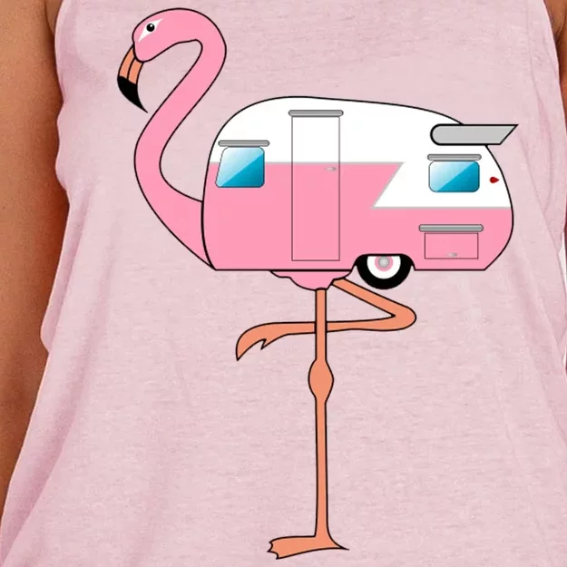 Flamingo RV Camper Women's Knotted Racerback Tank