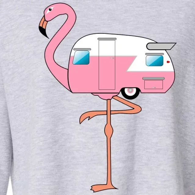 Flamingo RV Camper Cropped Pullover Crew