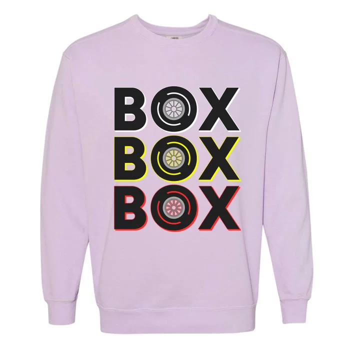 Formula Racing Car Box Box Box Radio Call To Pit Box Gift Garment-Dyed Sweatshirt