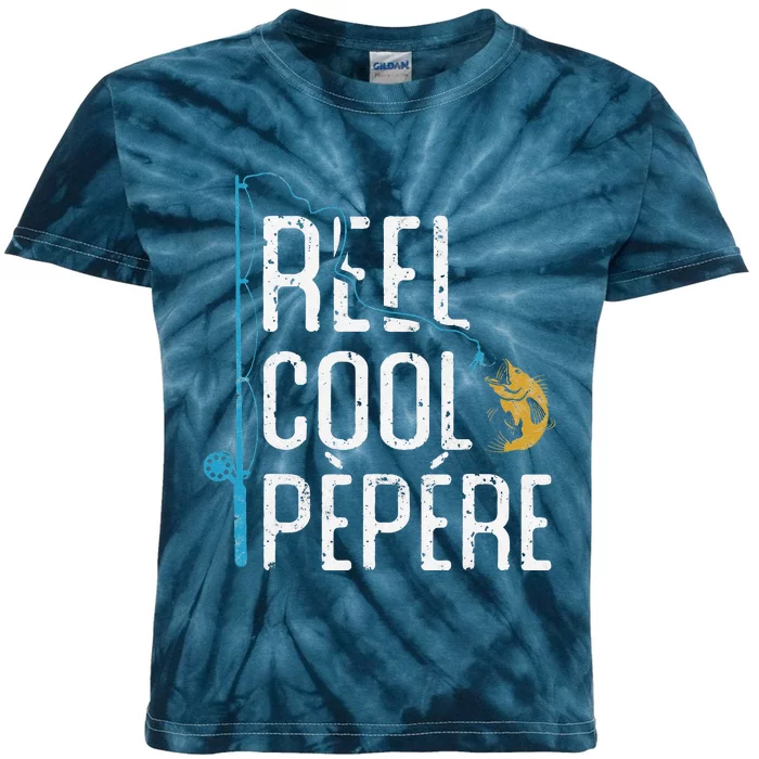 Fishing Reel Cool Pepere Father’s Day Gift Fisherman Pèpére Kids Tie-Dye T-Shirt