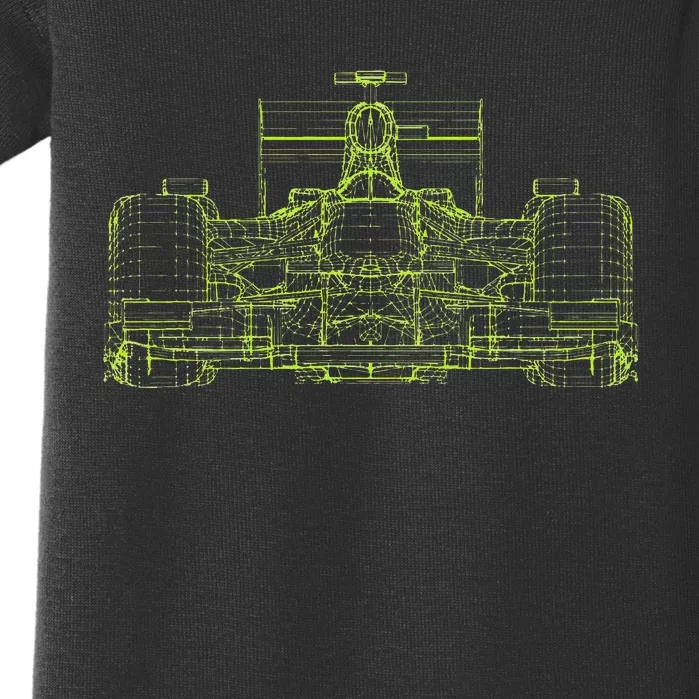 Formula Racing Car Blueprint Mechanical Engineer Racer Fan Baby Bodysuit