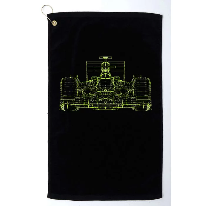 Formula Racing Car Blueprint Mechanical Engineer Racer Fan Platinum Collection Golf Towel