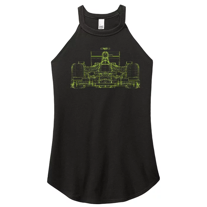 Formula Racing Car Blueprint Mechanical Engineer Racer Fan Women’s Perfect Tri Rocker Tank