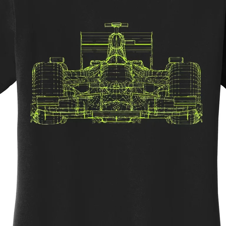 Formula Racing Car Blueprint Mechanical Engineer Racer Fan Women's T-Shirt