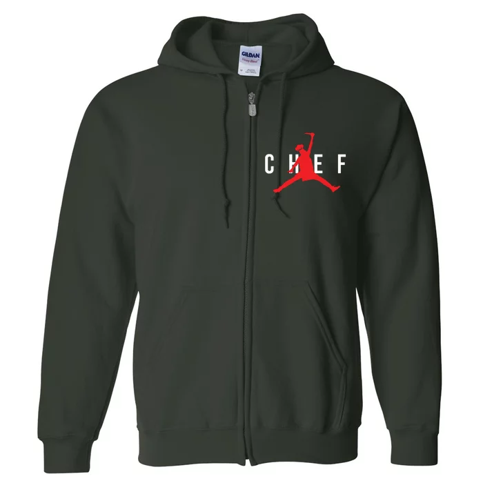 Funny Restaurant Chef Jumping Chef Knife Logo Full Zip Hoodie