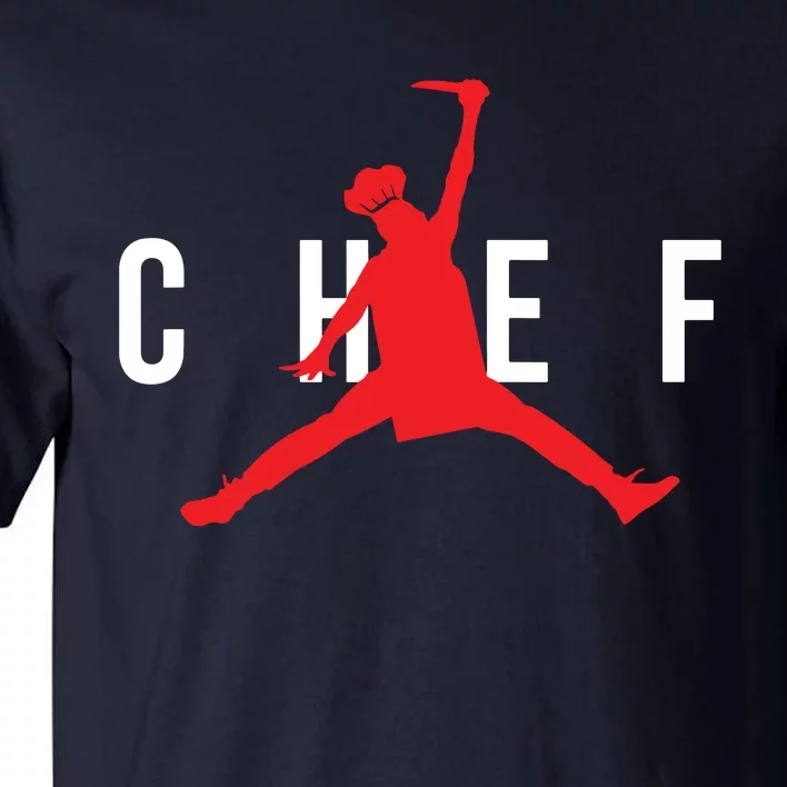 Funny Restaurant Chef Jumping Chef Knife Logo Tall T-Shirt