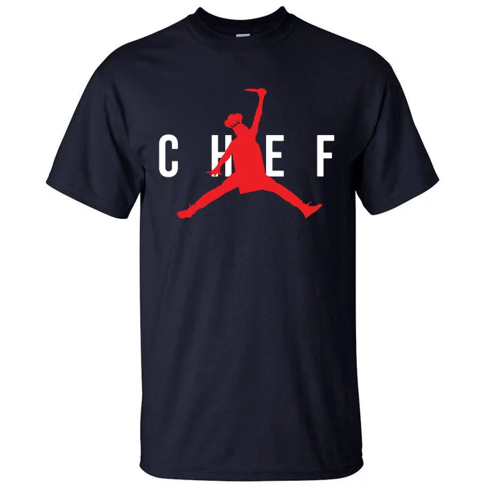 Funny Restaurant Chef Jumping Chef Knife Logo Tall T-Shirt