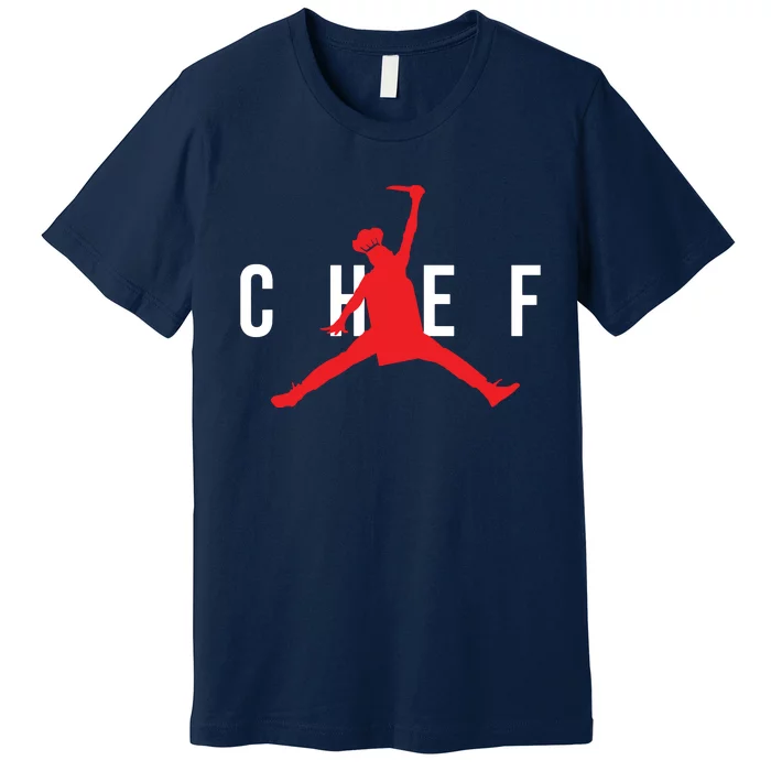 Funny Restaurant Chef Jumping Chef Knife Logo Premium T-Shirt