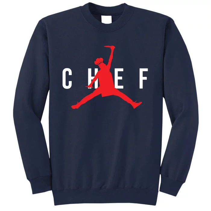 Funny Restaurant Chef Jumping Chef Knife Logo Tall Sweatshirt