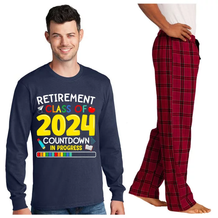 Funny Retirement Class Of 2024 Countdown In Progress Teacher Long Sleeve Pajama Set