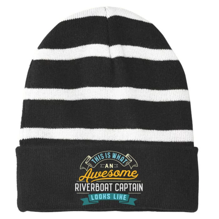 Funny Riverboat Captain Awesome Job Occupation Striped Beanie with Solid Band