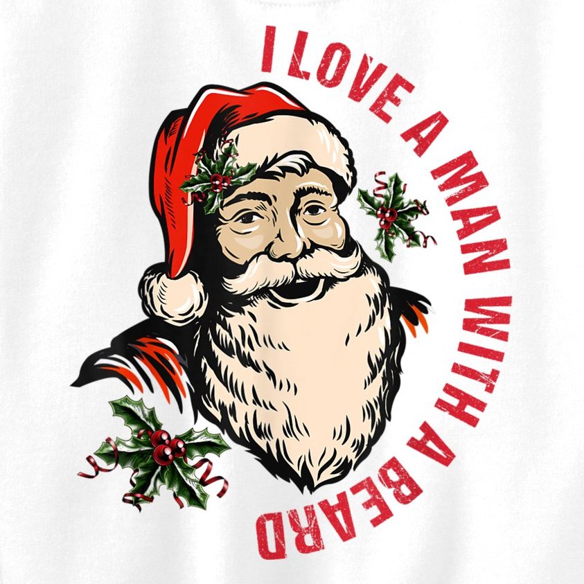Funny Retro Christmas Santa Claus I Love A Man With A Beard Kids Sweatshirt
