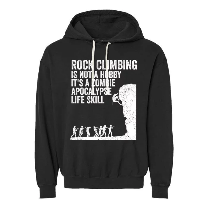 Funny Rock Climber Gift For Men Women Cool Zombie Climbing Gift Garment-Dyed Fleece Hoodie