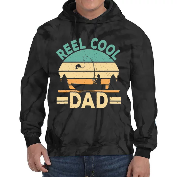 Funny Reel Cool Dad Fishing Fisherman Daddy Fathers Day Tie Dye Hoodie