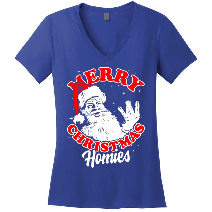 Funny Retro Christmas Homies Westside West Coast Hip Hop Gift Women's V-Neck T-Shirt