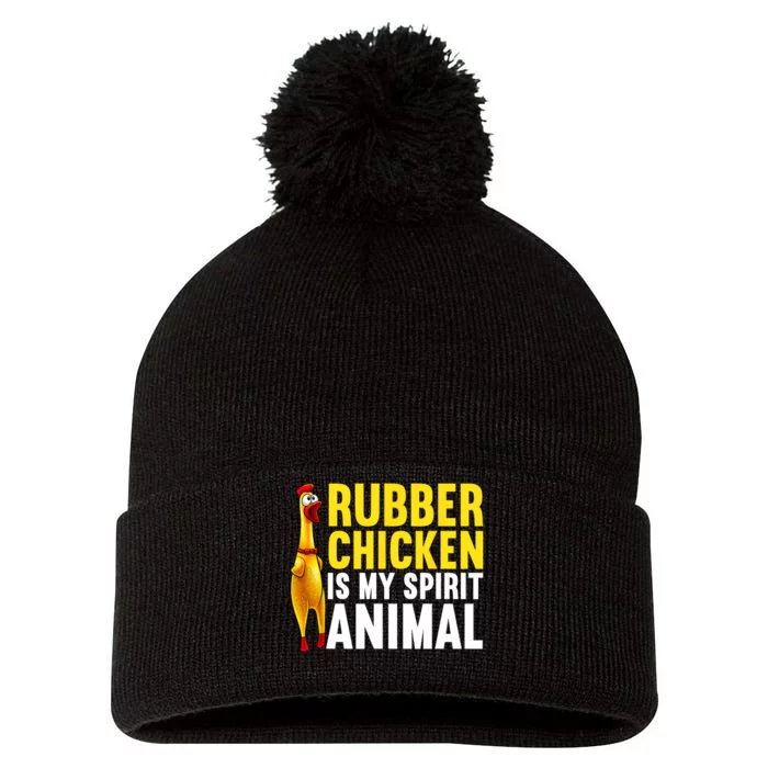 Funny Rubber Chicken For Men Women Kids Rubber Chicken Lover Pom Pom 12in Knit Beanie