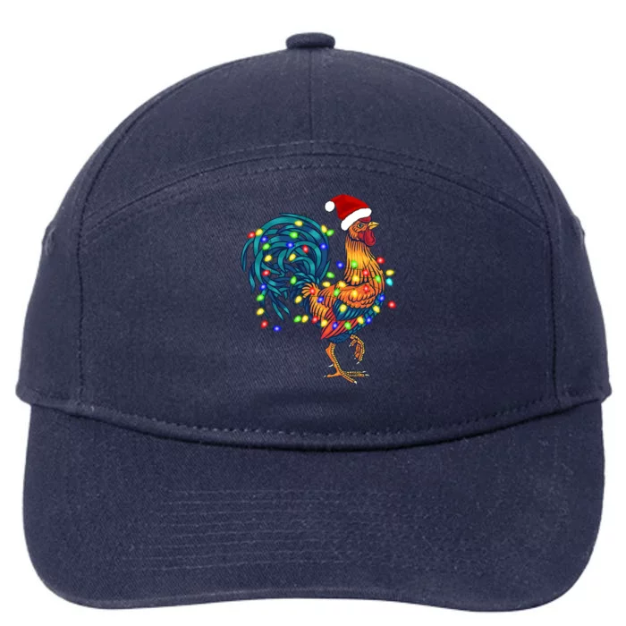 Funny Rooster Chicken Christmas Lights Pajama Farmer Funny Gift 7-Panel Snapback Hat