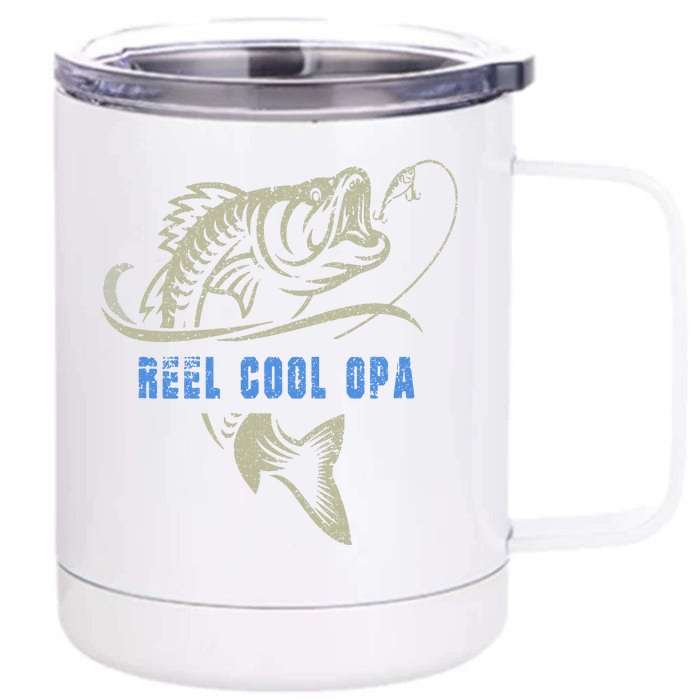 Fishing Reel Cool Opa Funny Fish Father's Day Front & Back 12oz Stainless Steel Tumbler Cup