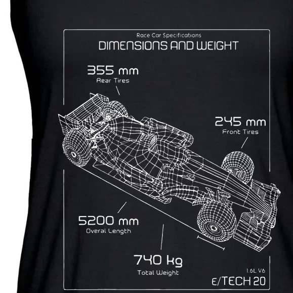 Formula Race Car Specifications Team Racing fan engineering Ladies Essential Flowy Tank