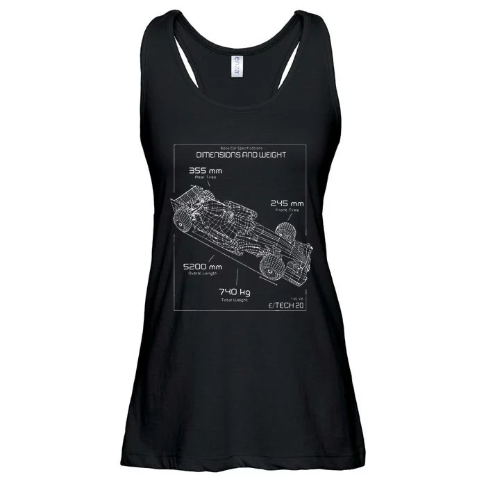 Formula Race Car Specifications Team Racing fan engineering Ladies Essential Flowy Tank