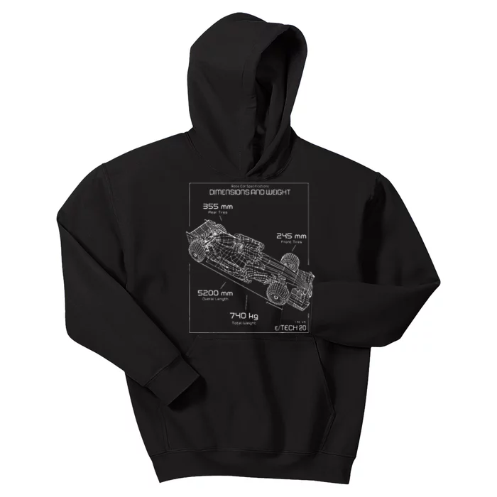 Formula Race Car Specifications Team Racing fan engineering Kids Hoodie