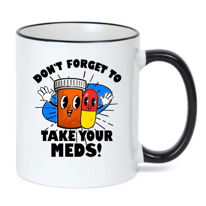 Funny Retro Cartoon Don't Forget To Take Your Meds Black Color Changing Mug