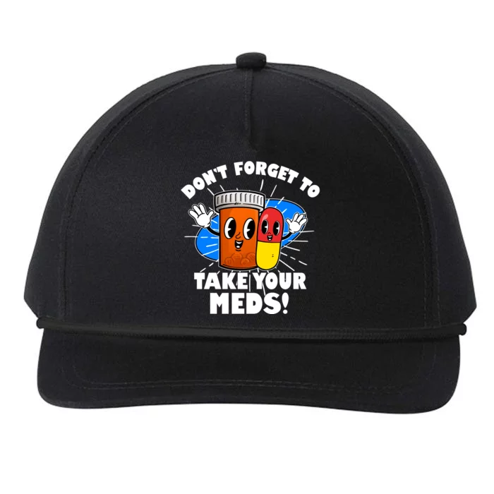 Funny Retro Cartoon Don't Forget To Take Your Meds Snapback Five-Panel Rope Hat