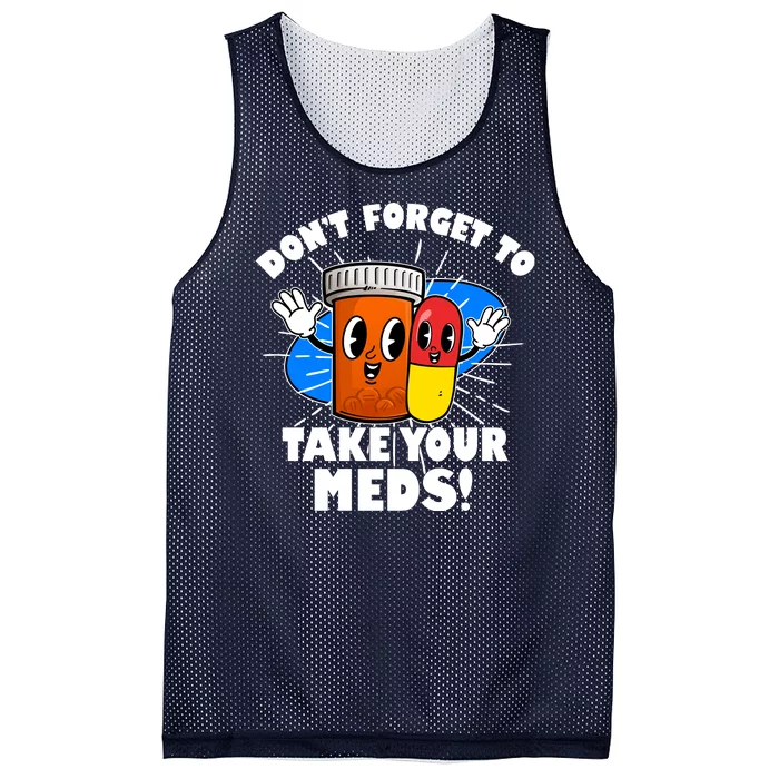 Funny Retro Cartoon Don't Forget To Take Your Meds Mesh Reversible Basketball Jersey Tank