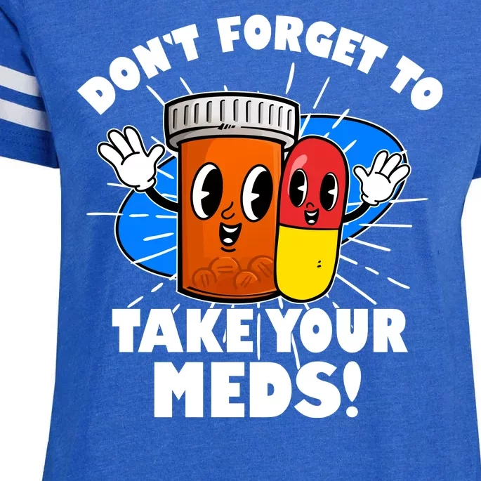 Funny Retro Cartoon Don't Forget To Take Your Meds Enza Ladies Jersey Football T-Shirt