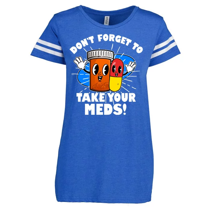 Funny Retro Cartoon Don't Forget To Take Your Meds Enza Ladies Jersey Football T-Shirt