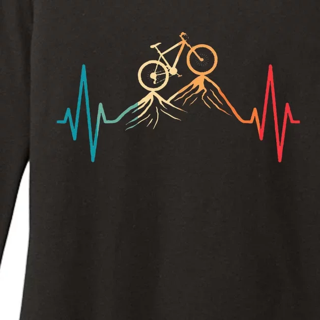 Funny Retro Cycling Heartbeat Bicycle Mountain Bike Biking Womens CVC Long Sleeve Shirt