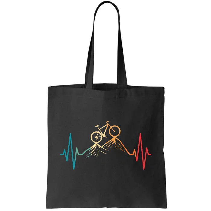 Funny Retro Cycling Heartbeat Bicycle Mountain Bike Biking Tote Bag