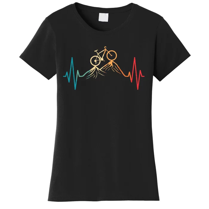 Funny Retro Cycling Heartbeat Bicycle Mountain Bike Biking Women's T-Shirt