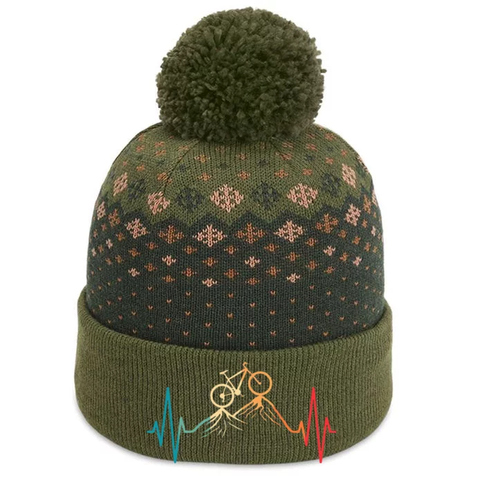 Funny Retro Cycling Heartbeat Bicycle Mountain Bike Biking The Baniff Cuffed Pom Beanie