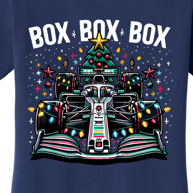 Formula Racing Car Box Box Box Radio Call Fun Christmas Tree Women's T-Shirt