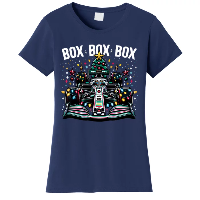 Formula Racing Car Box Box Box Radio Call Fun Christmas Tree Women's T-Shirt