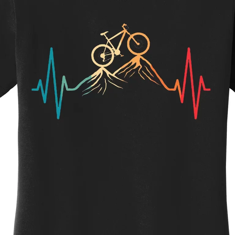 Funny Retro Cycling Heartbeat Bicycle Mountain Bike Biking Women's T-Shirt