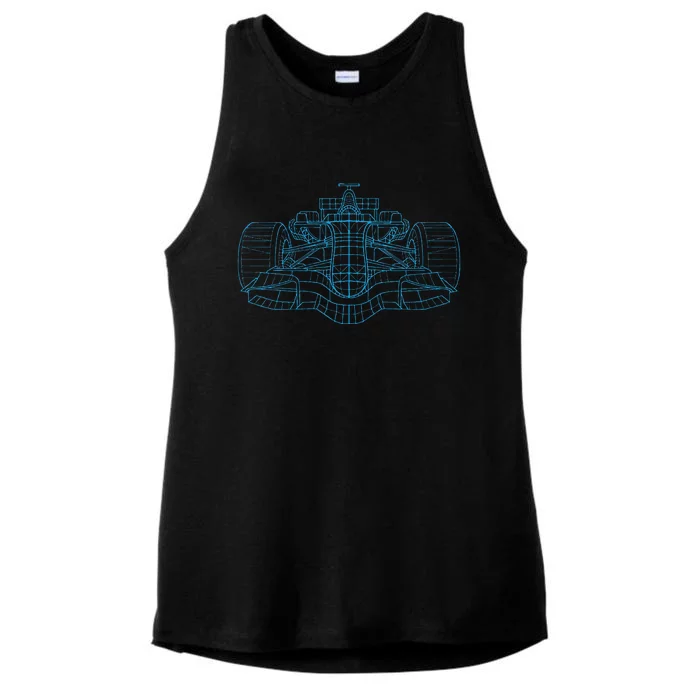 Formula Racing Car Drawing Racing Fan Mechanic Engineer Ladies Tri-Blend Wicking Tank