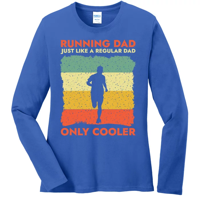 Funny Running Dad Marathon Runner Coach Marathoner Gift Ladies Long Sleeve Shirt