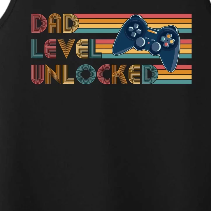 Funny Retro Dad Level Unlocked Gamer Performance Tank