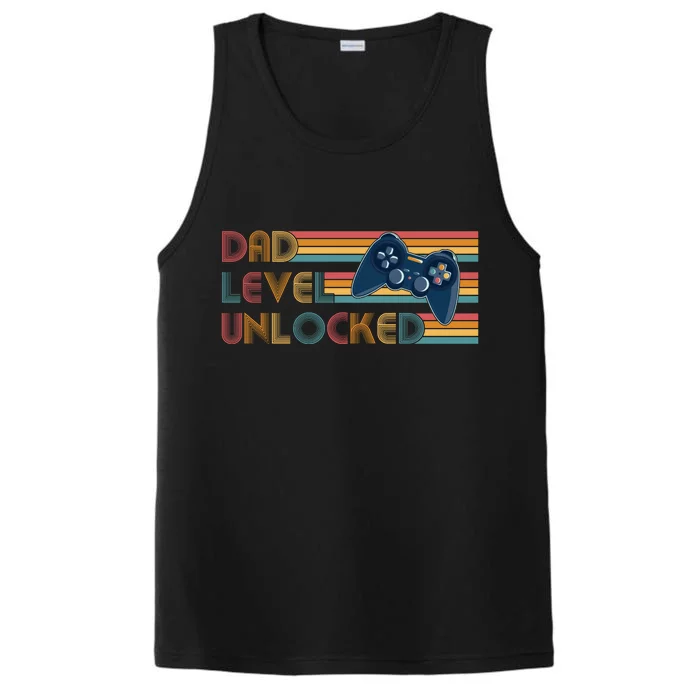 Funny Retro Dad Level Unlocked Gamer Performance Tank